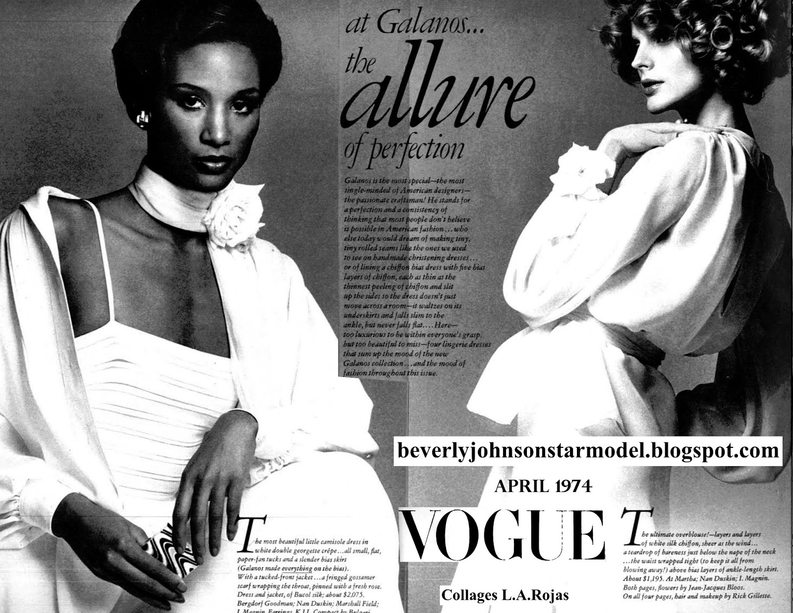 1974 April Vogue l Beverly Johnson Star Model