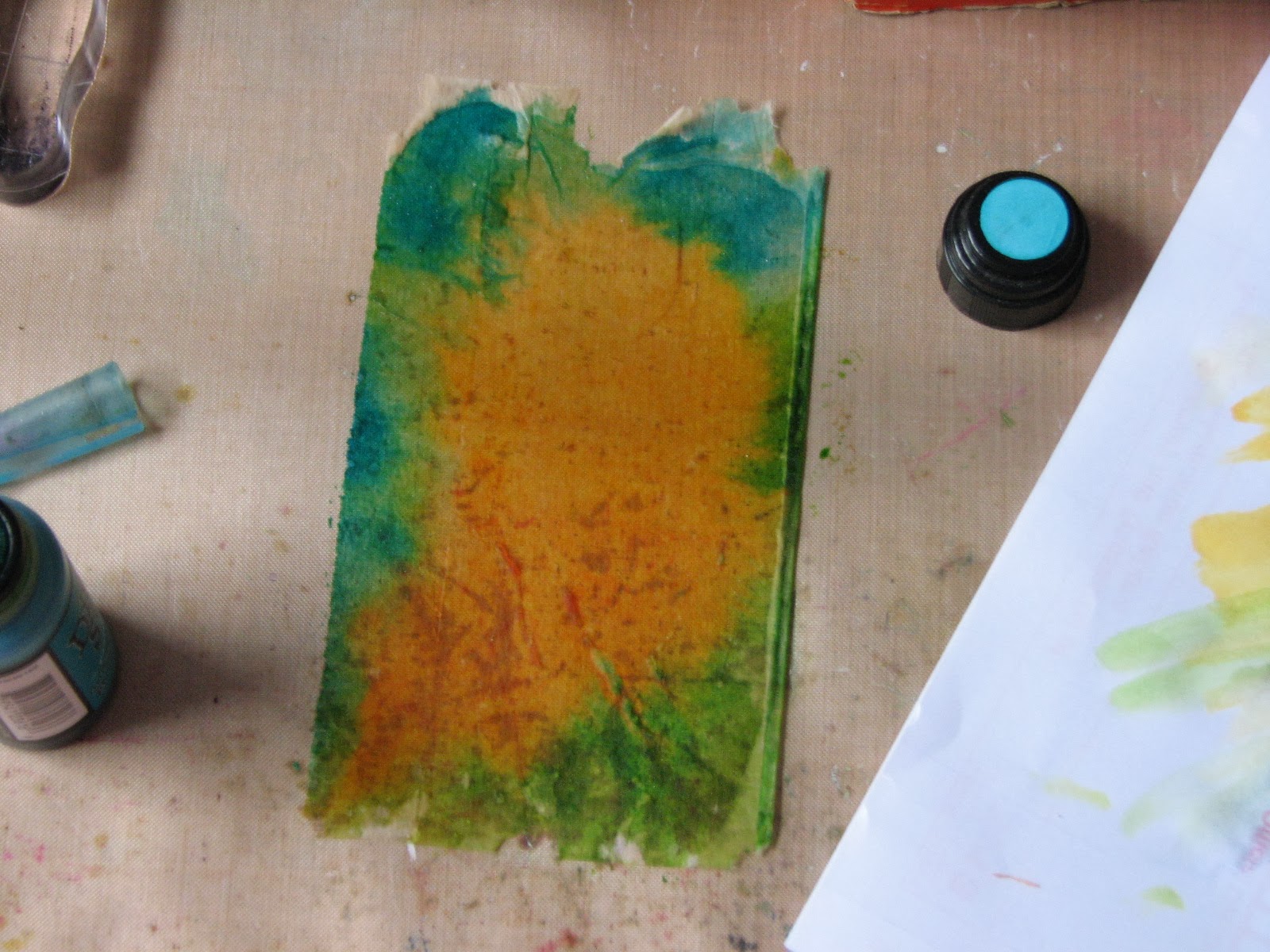 Ink Stains Tea Bag Stamped Focal Point