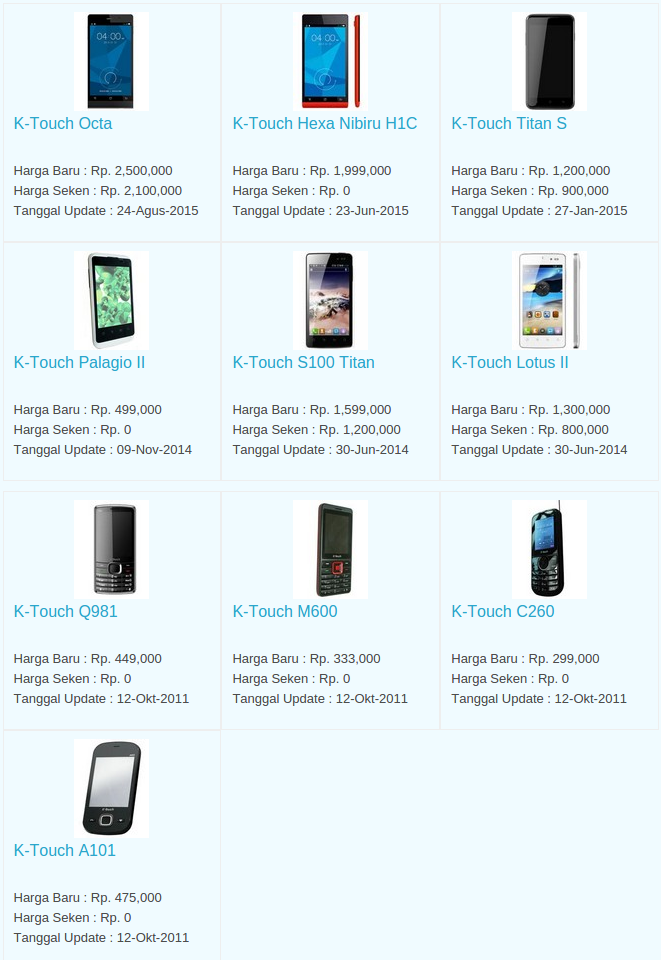 Daftar Terbaru Harga Hp K-Touch Oktober 2015 Daftar Terbaru Harga Hp K-Touch Oktober 2015