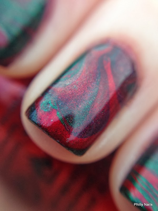 Philly Nails Merry Christmas! Water Marbling!