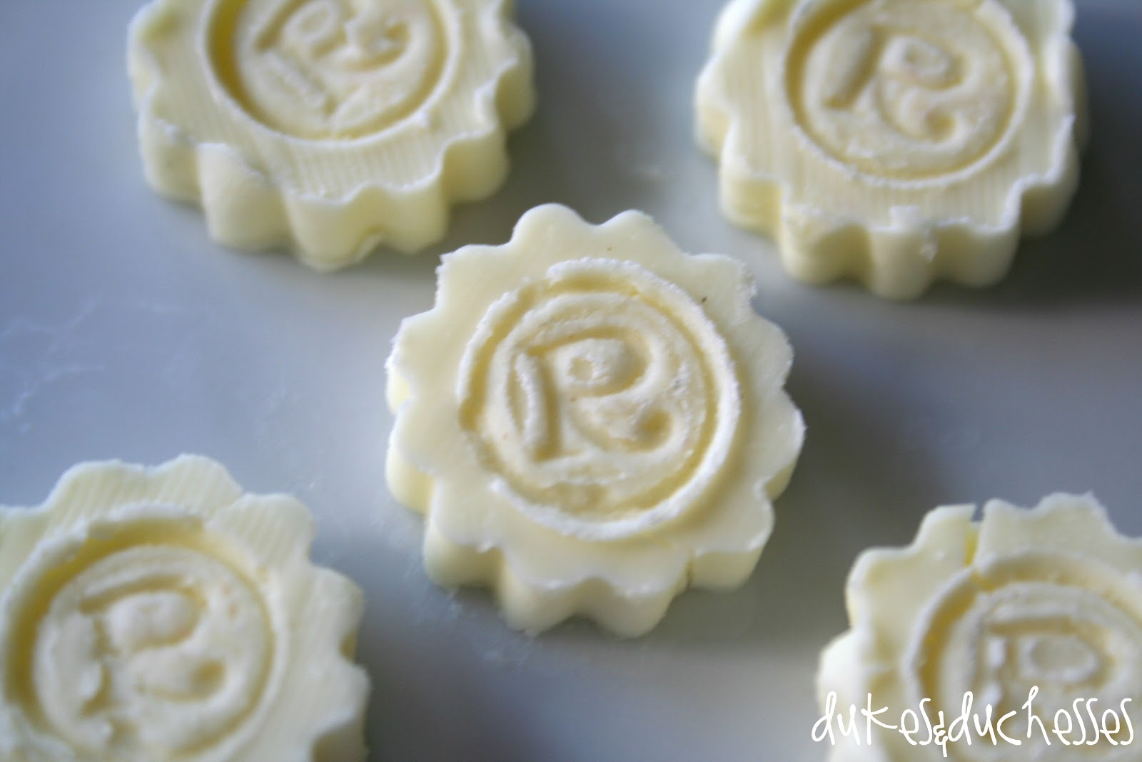 Mini Monogrammed Butter Pats Dukes and Duchesses