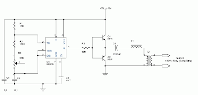 DC to AC Inverter with 555 Circuit Diagram