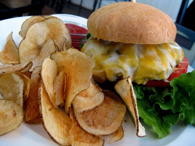 The American Burger with Homemade Potato Chips at The Black Sheep Restaurant & Bar in Cambridge, MA - Photo by Taste As You Go