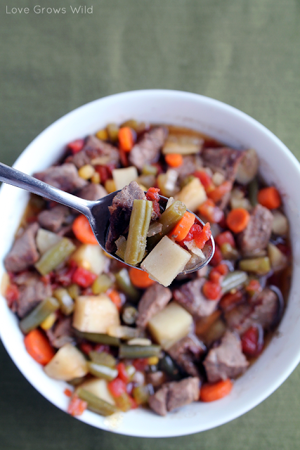 Hearty Vegetable Beef Soup from Love Grows Wild #recipe #soup