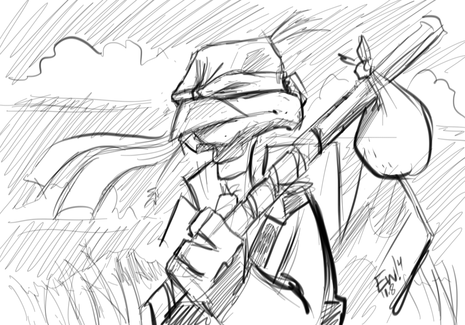 Ninja Turkey The Wanderer Cool Down Sketch EryckbGraphics