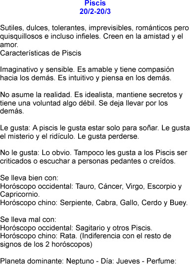 Piscis caracteristicas Piscis caracteristicas