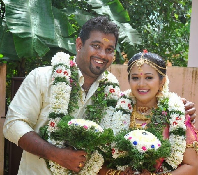 Actress Sharanya Sasi and Binu Xavier after the marriage ceremony