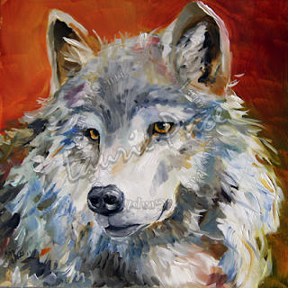 Wolf Painting Red Foliage Wolf Wildlife Painting by A Texas Artist Laurie  Pace
