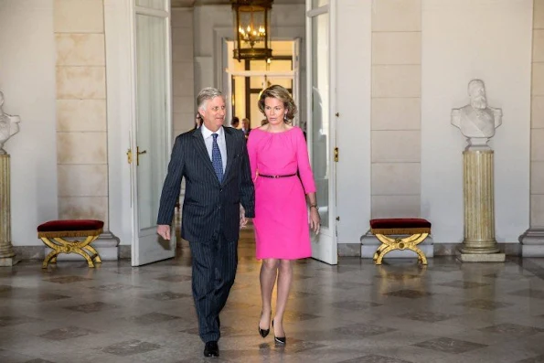 King Philippe and Queen Mathilde of Belgium met with the heads of Belgian diplomatic staff at the Royal Castle of Brussels 