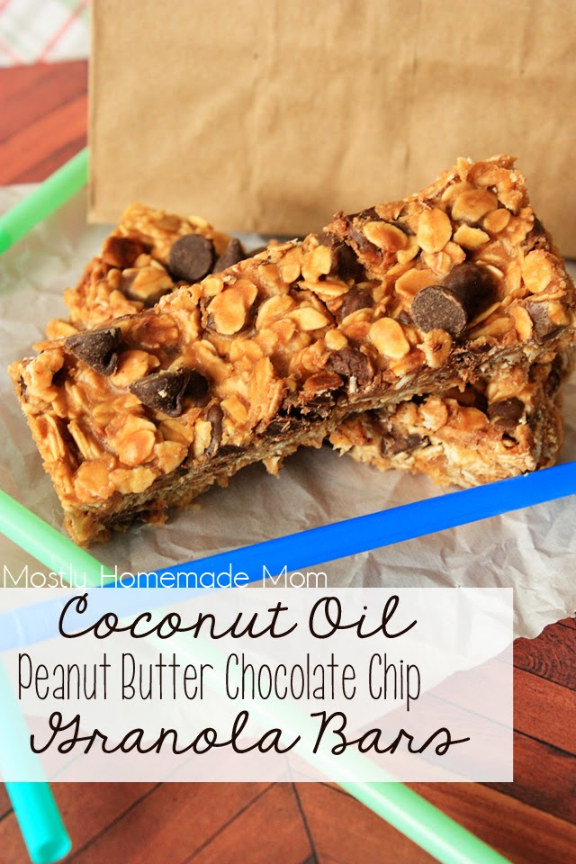 Coconut Oil Peanut Butter Chocolate Chip Granola Bars Mostly Homemade Mom