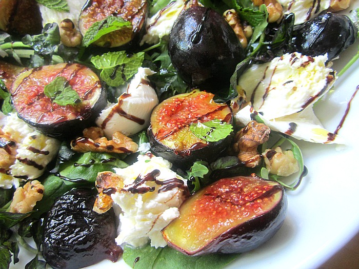 A Platter of Grilled Figs w/ Burrata & Mint