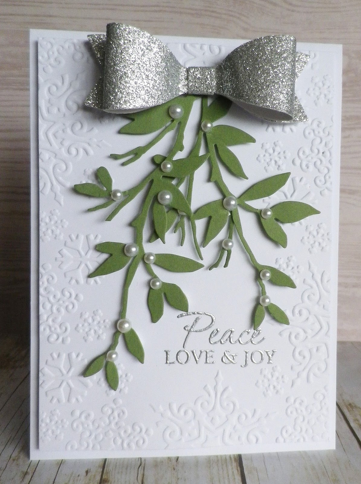 stamping and stitching: Peace, Love, Joy and Mistletoe