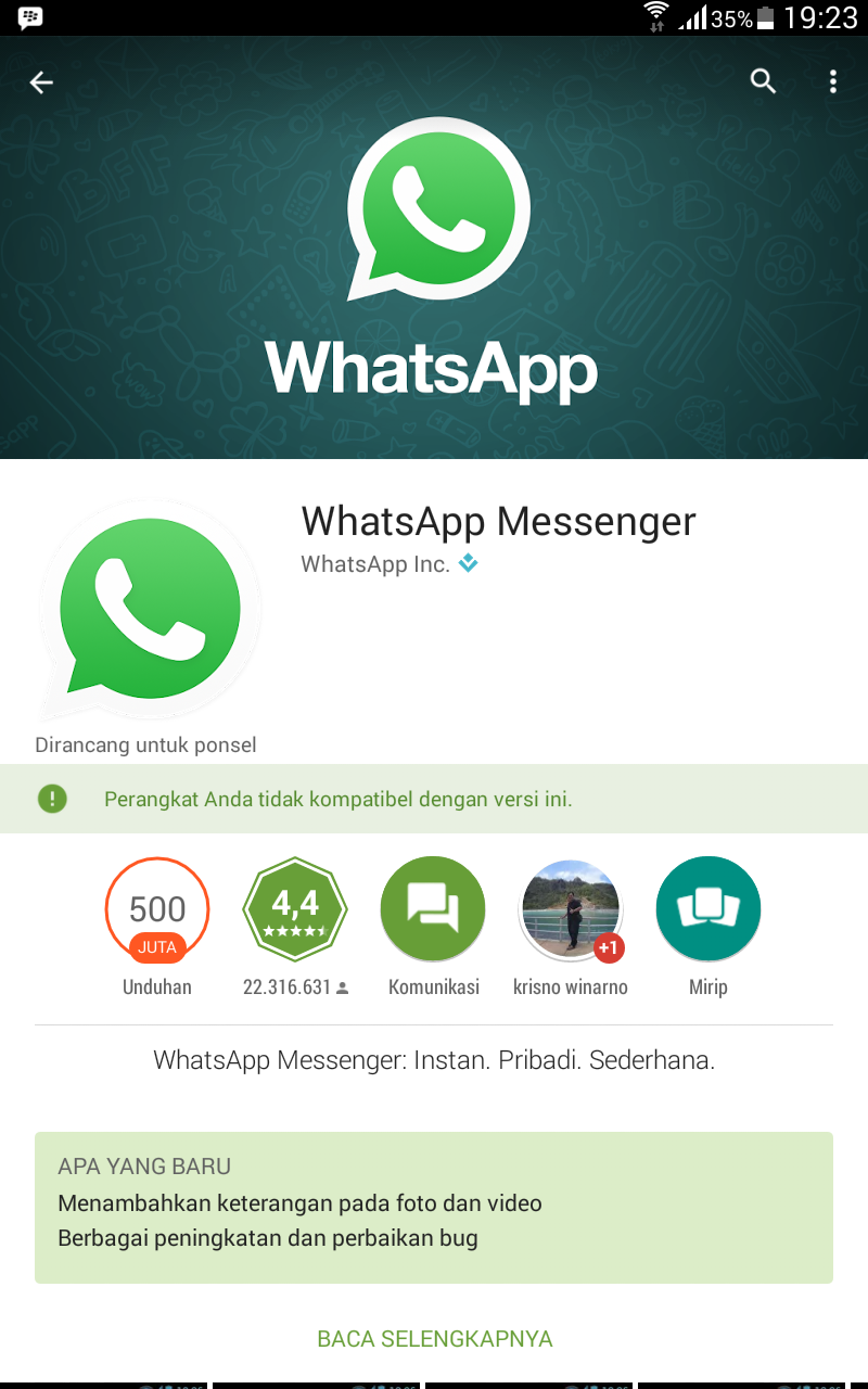 Menghubungkan Aplikasi Whatsapp di Samsung Galaxy Tab ke Whatsapp Web