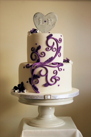 Purple and Silver Wedding Cake Maplewood Lodge Ancaster