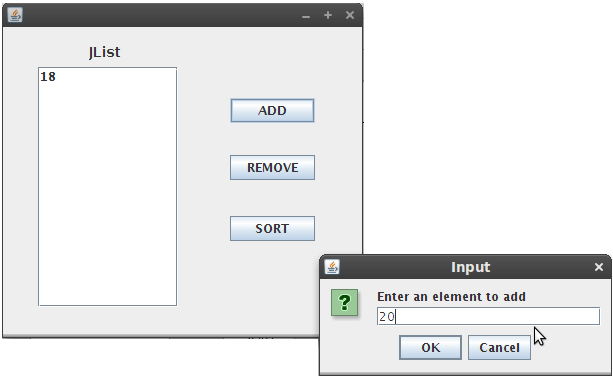 Dda Line Drawing Algorithm Using Java : Java swing examples add remove sort elements in jlist