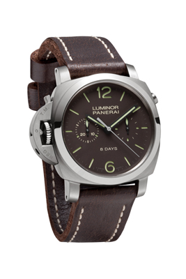 Les chronos chez Panerai Panerai+Luminor+1950+Chrono+Monopulsante+Left-Handed+8+Days+Titanio+44mm