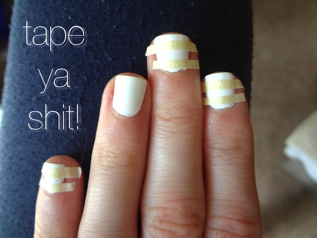 tape mani for stripes on nails