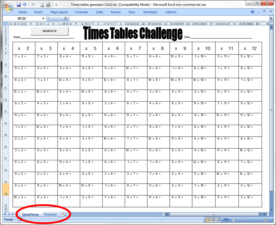 My Life All in One Place Download a free Time Tables Challenge tool