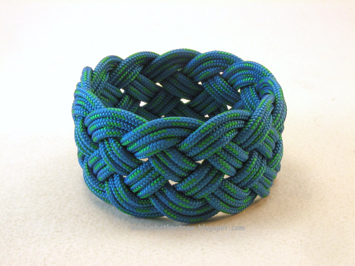 Knots and fiber bracelets blue green synthetic cord braided rope