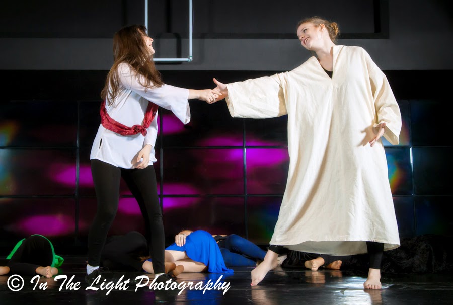 God Communes With Man Performance Art Dance: God Communes with man, God dances with man, Man is led by the Holy Spirit, Banner, the enemy has been defeated, Experience Arts School, In the Light Photography