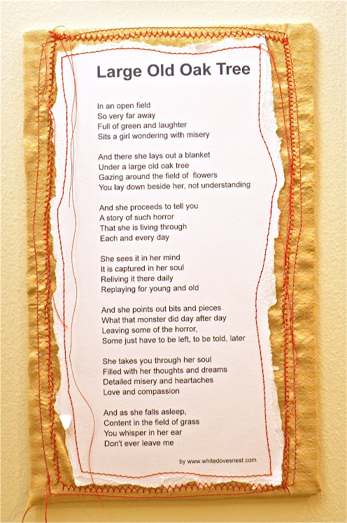 "Large Old Oak Tree" (Poem on Paper, Fabric Frame)