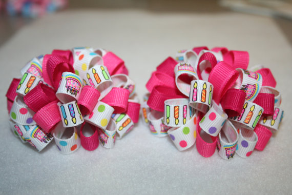 big bows loopy puff pop pom