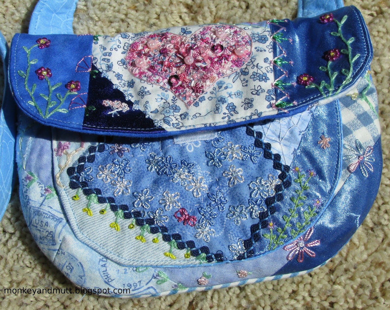 Hand Stitched Treasure My First Crazy Quilt Purse Completed