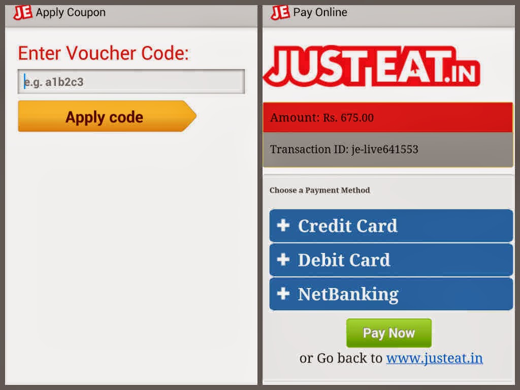 just eat previous orders