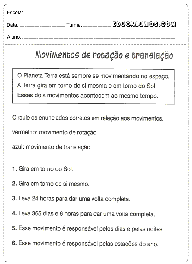 Movimentos de rotação e translação