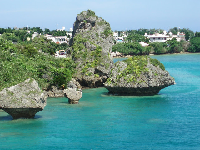 Coral Rocks and Blue Water Coral formations off the coast of okinawa