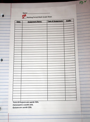 Middle School Math Madness!: Updated Grade Sheets