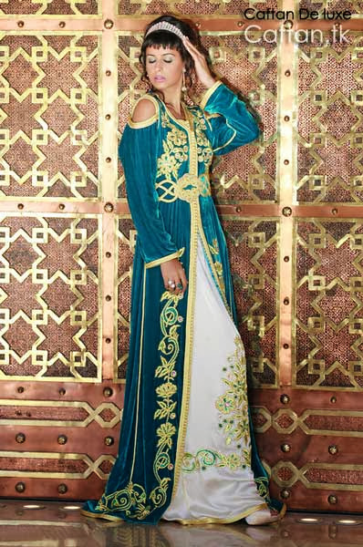 Robe marocaine bleu turquoise 2014