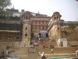 The Ancient and historic ghats of Varanasi on River Ganges.