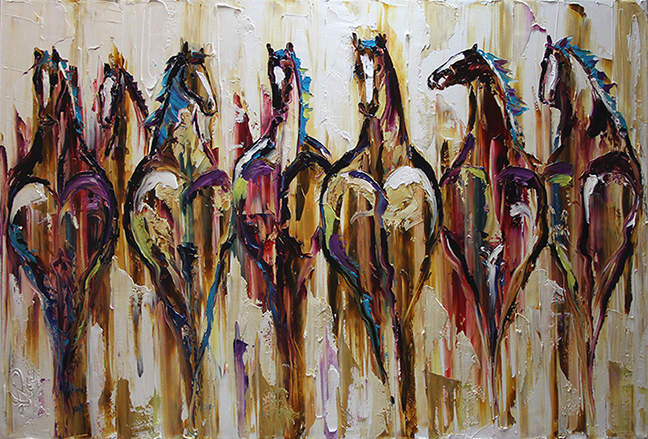 Contemporary Painters 2014 palette knife painters: rustic herd, contemporary horse paintings Contemporary Painters 2014 palette knife painters: rustic herd, contemporary horse paintings