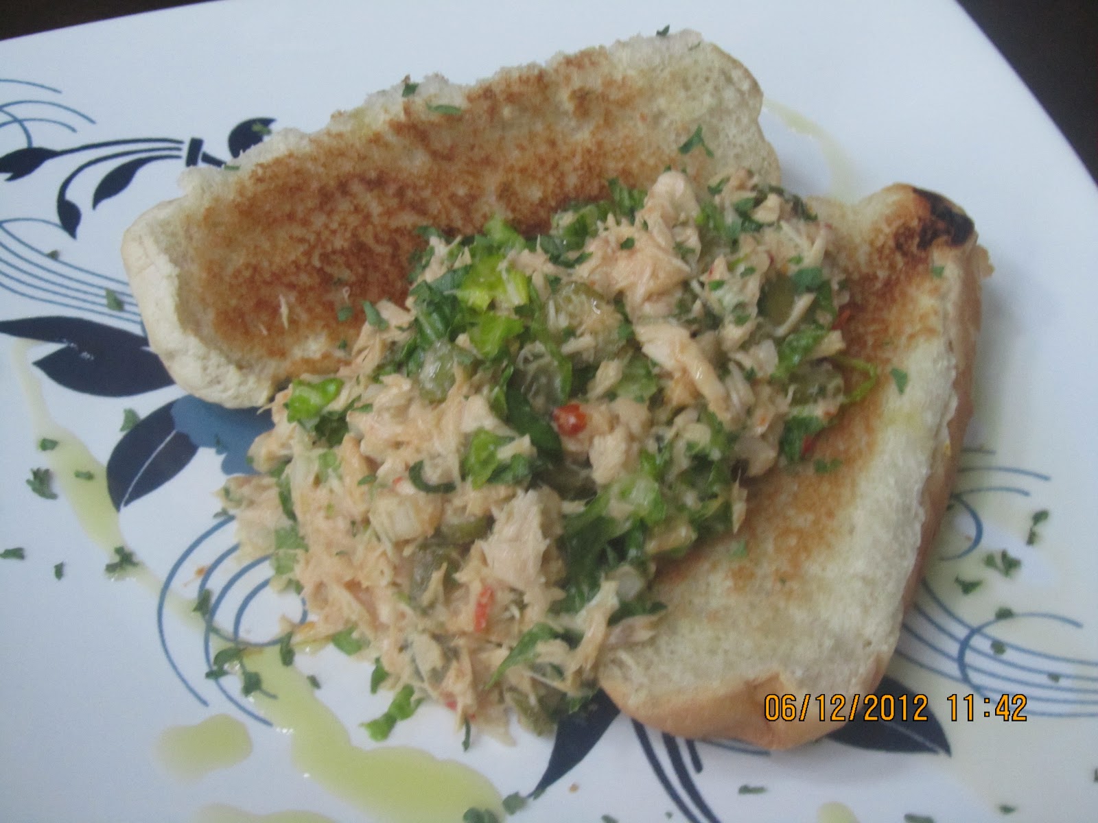 Mrs Gallagher's Kitchen Adobo Tuna salad on Hot Dog Bun