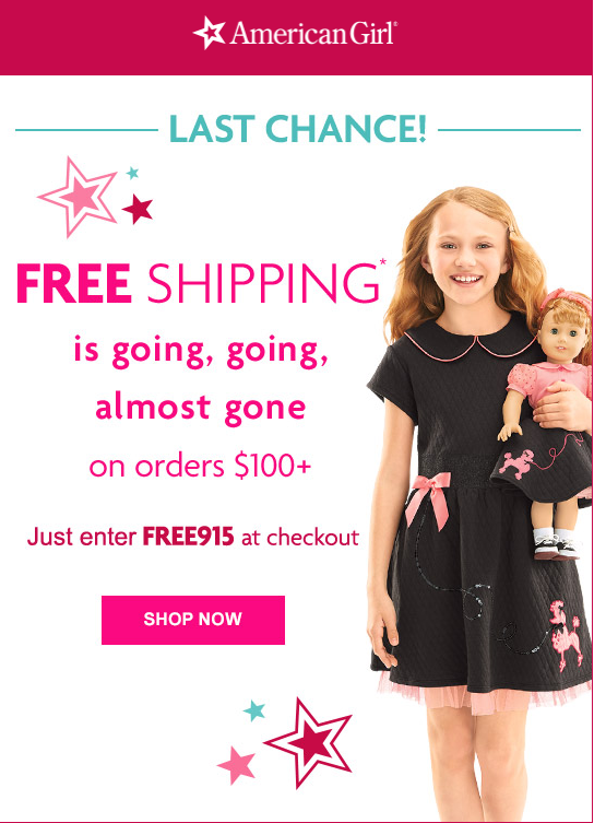 american girl free shipping