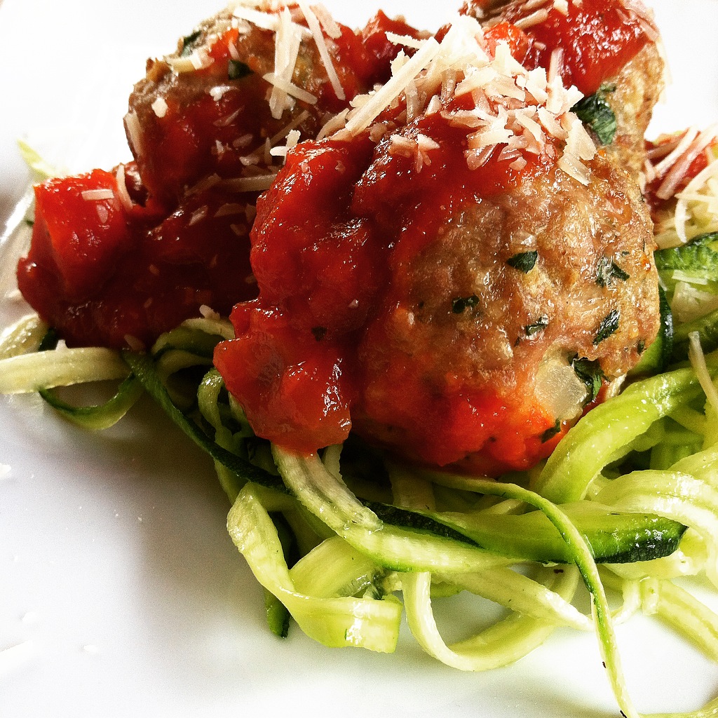 Parmesan Turkey Meatballs with Zucchini Noodles Chef Jen