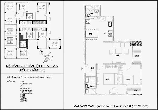 Mặt bằng căn hộ tòa A - 29 tầng, chung cư Imperia Garden Mặt bằng căn hộ tòa A - 29 tầng, chung cư Imperia Garden