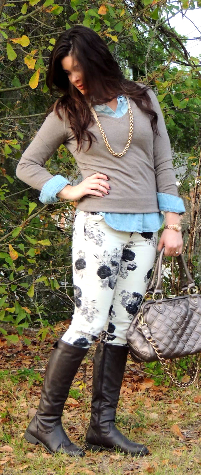 Simple Easy Style Patterned Skinny Jeans