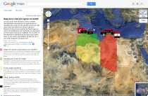 Mapa de Libia y crisis del régimen de Gadafi en Google Maps