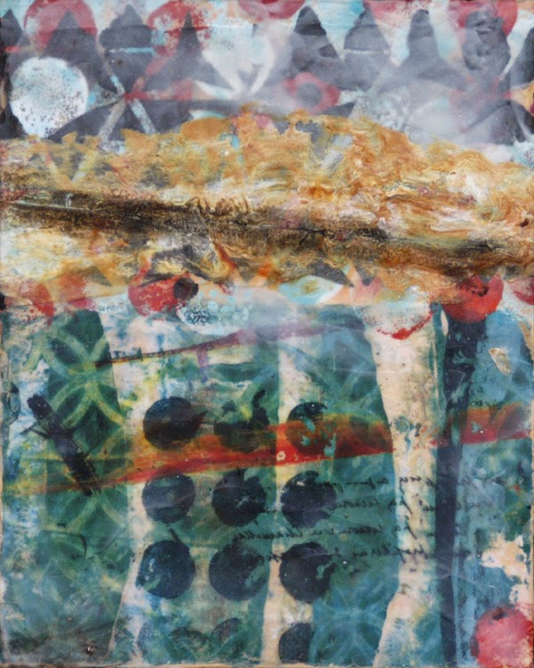 Faux encaustic painting by Sandra Duran Wilson acrylic wax effects by Sandra Duran Wilson