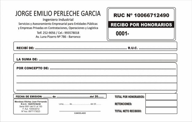 formato de honorarios profesionales