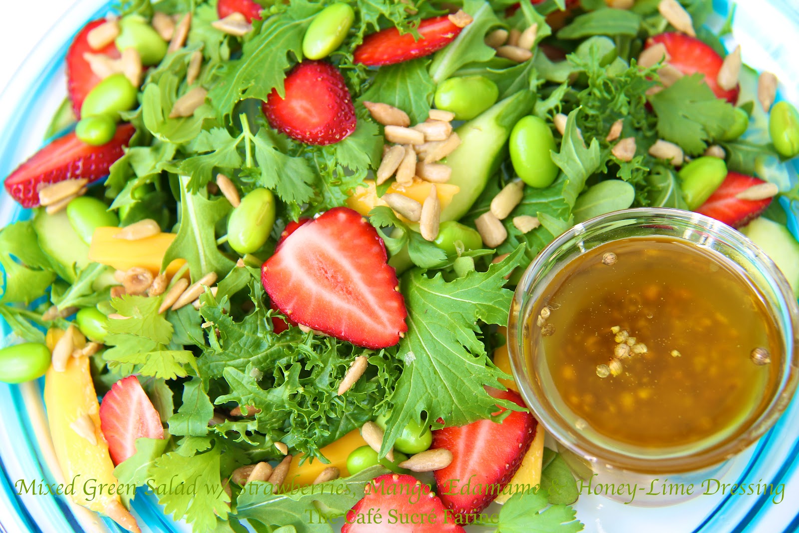 Mixed Green Salad w/ Strawberries, Mango, Edamame & HoneyLime Dressing