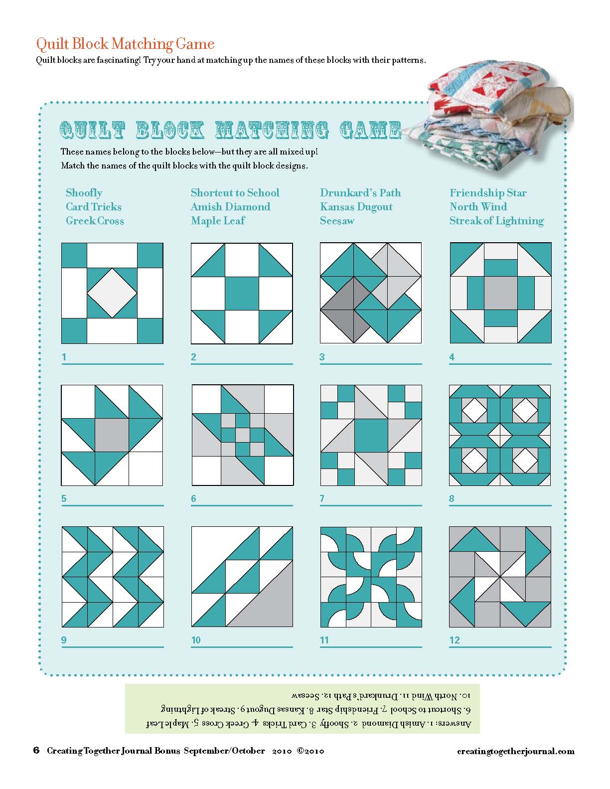 Pattern Matching Journal | creating together journal quilt pattern matching game Pattern Matching Journal | creating together journal quilt pattern matching game