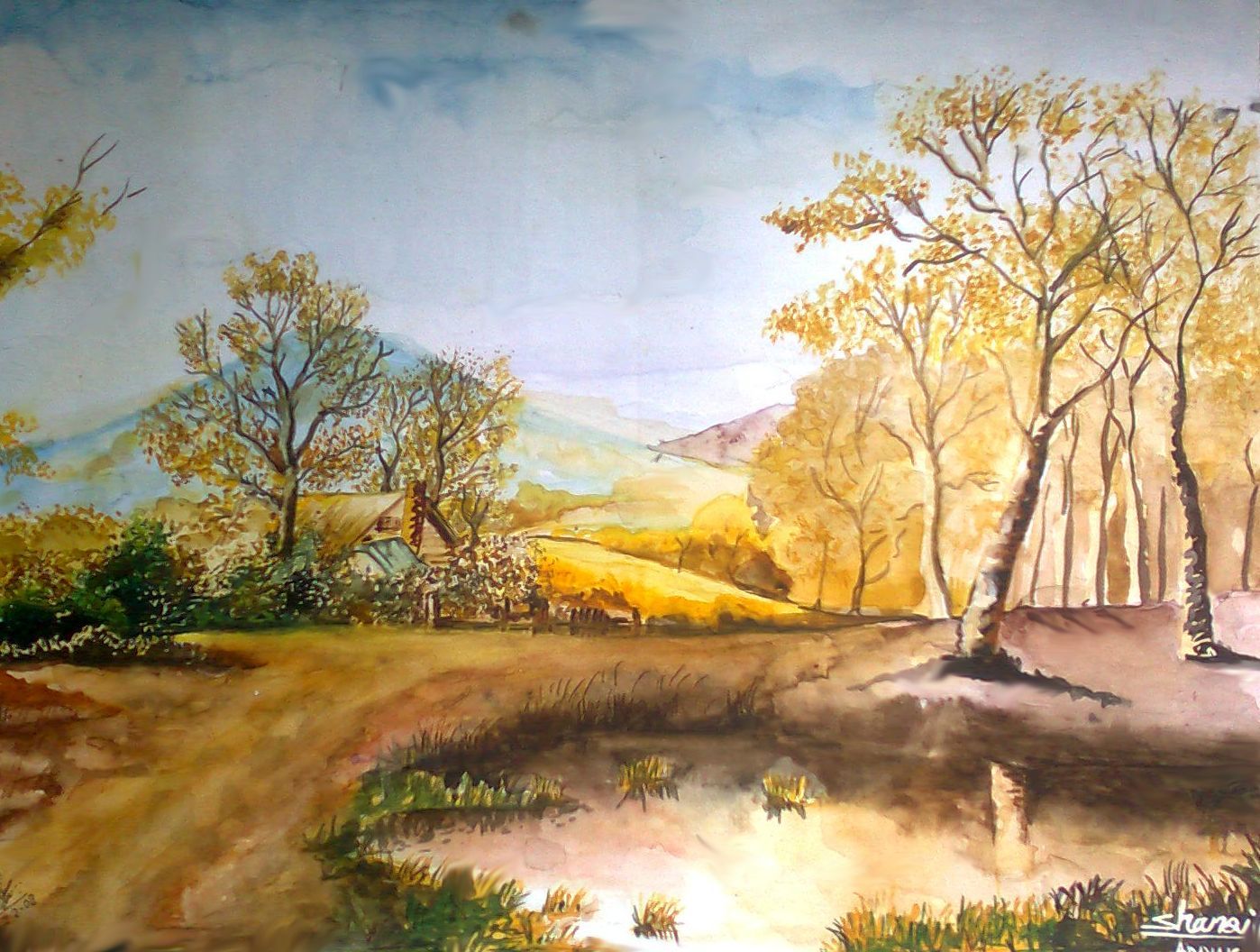 Water colour painting scenery (Drawn in 2001) RAINBOW