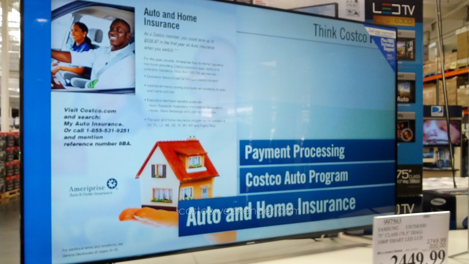 Samsung UN75J630D 75 inch LED LCD HDTV Costco Weekender