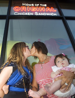 chick-fil-a gay kiss protest baby girl