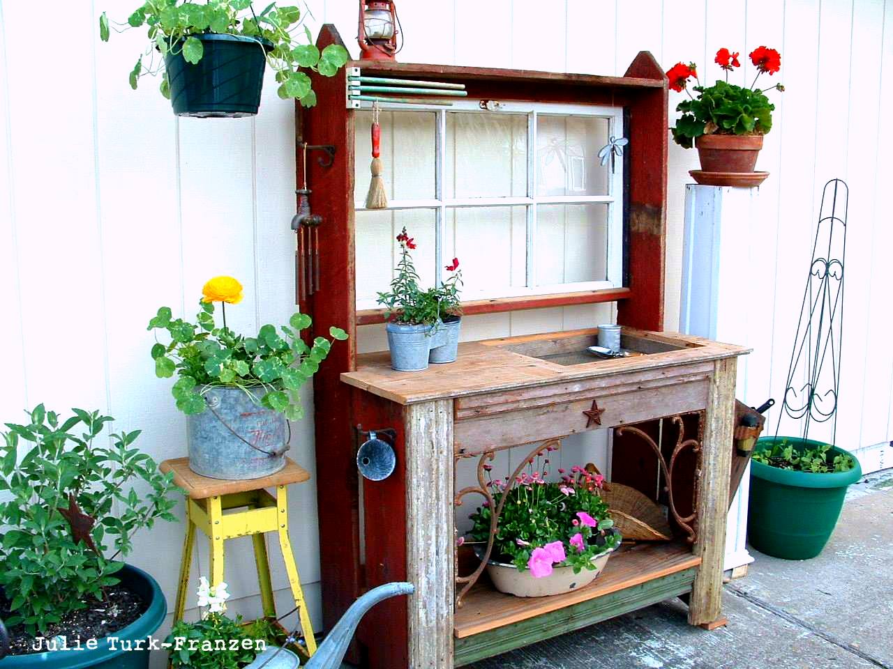 I Love That Junk Selectively salvaged wood potting bench Julie Turk