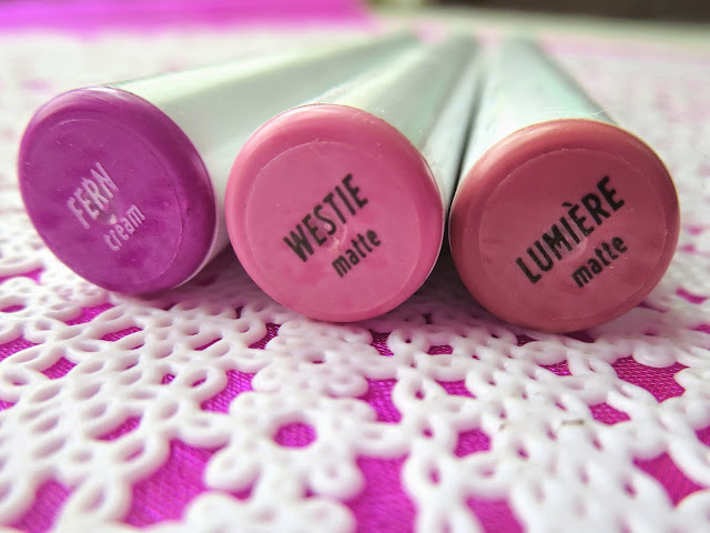 a picture of Colourpop Cosmetics Lippie Stix in Fern, Westie, Lumiere