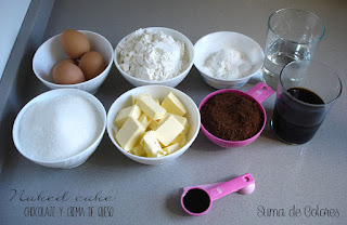 Naked Cake chocolate y crema queso (ingredientes bizcocho)